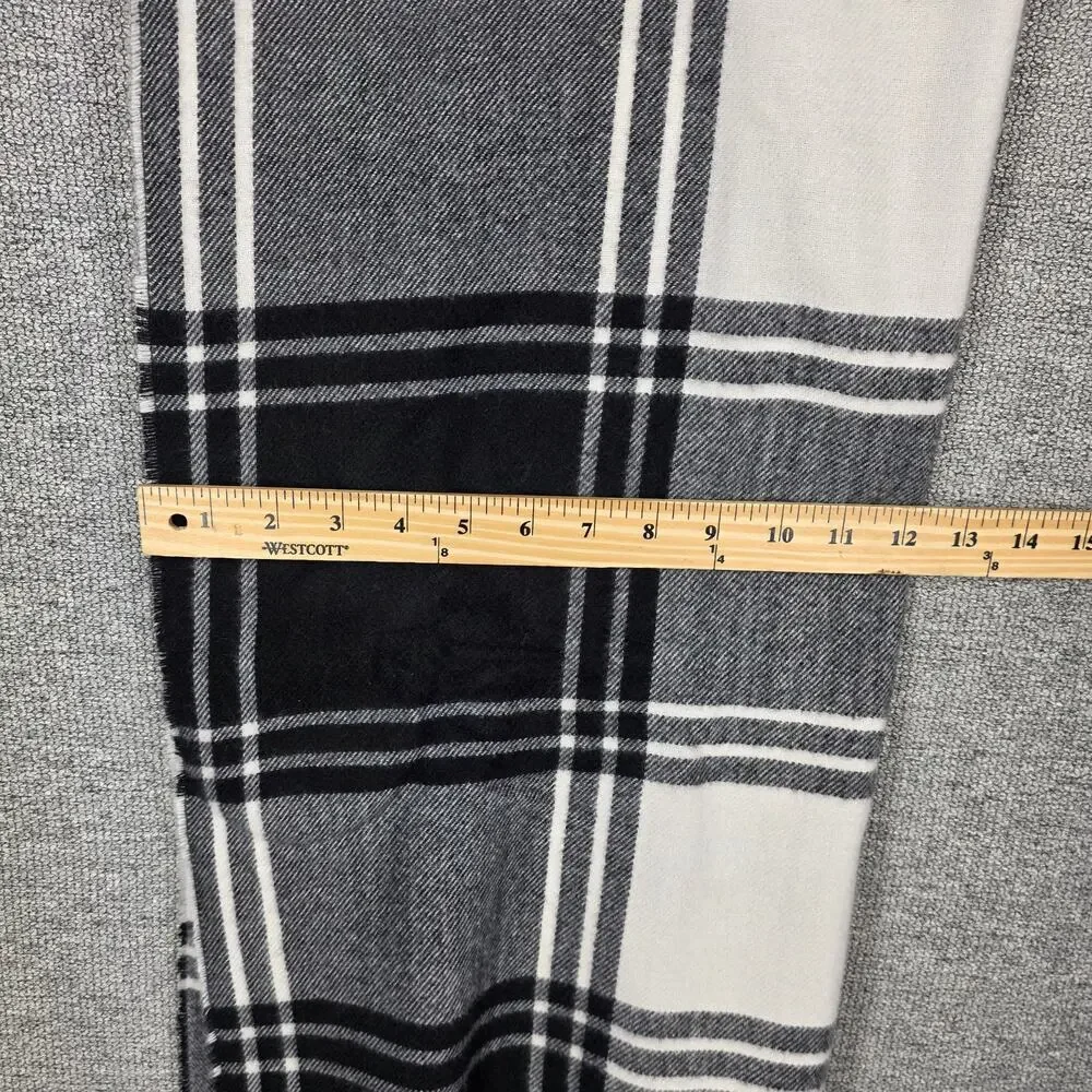 BANANA REPUBLIC UNISEX BLACK PLAID WOOL BLEND BLANKET SCARF – 80